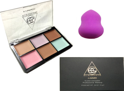 

LUV-LI PROFESSIONAL COMBO MAC 6 COLOR ELLE GOULDING CONCEALER PALETTE WITH 1 BLENDER PUFF(Set of 2)