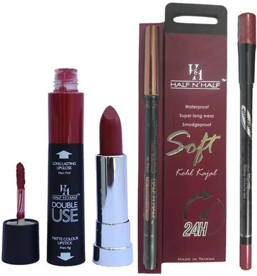 

Half N Half Double Use Matte Lipstick Kajal Lipliner Combo(Set of 3)