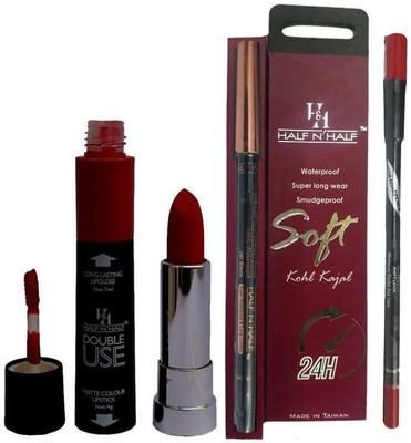 

Half N Half Double Use Matte Lipstick Kajal Lipliner Combo(Set of 3)