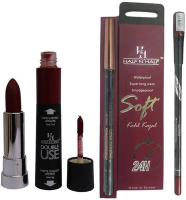 

Half N Half Double Use Matte Lipstick Kajal Lipliner Combo(Set of 3)
