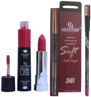 

Half N Half Double Use Matte Lipstick Kajal Lipliner Combo(Set of 3)