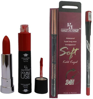 

Half N Half Double Use Matte Lipstick Kajal Lipliner Combo(Set of 3)