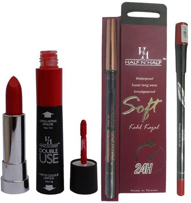 

Half N Half Double Use Matte Lipstick Kajal Lipliner Combo(Set of 3)
