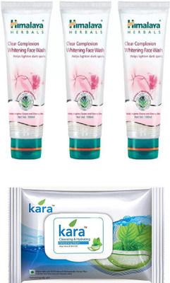 

Himalaya Clear Complexion Whitening Face Wash, kara skin care wipes(Set of 4)