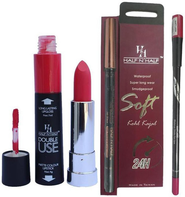 

Half N Half Double Use Matte Lipstick Kajal Lipliner Combo(Set of 3)