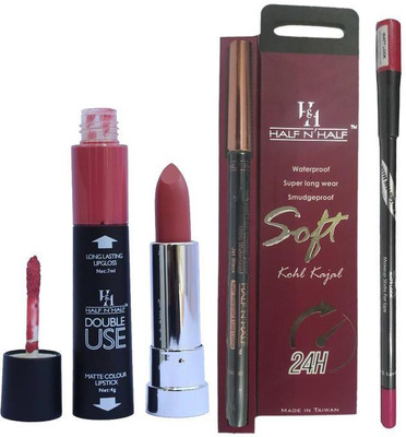 

Half N Half Double Use Matte Lipstick Kajal Lipliner Combo(Set of 3)