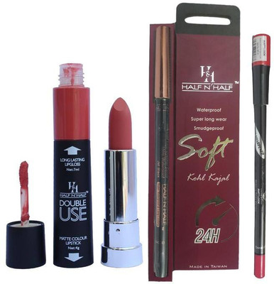 

Half N Half Double Use Matte Lipstick Kajal Lipliner Combo(Set of 3)
