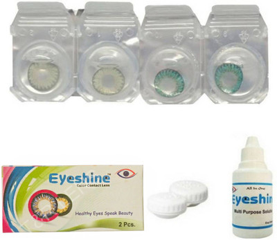 

Eyeshine Green And Turquoise Color Contact Lens 2 Pair With Case And Solution(0 Power) Monthly Contact Lens By T&r Lens Monthly Contact Lens(0, green, Pack of 2)
