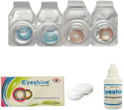 

Eyeshine Blue And Brown Color Contact Lens 2 Pair With Case And Solution(0 Power) Monthly Contact Lens by T&R LENS Monthly Contact Lens(0, BLUE, Pack of 2)