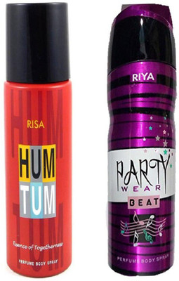 

Riya PARTY WEAR BEAT PERFUME BODY SPRAY 200 ML +HUM TUM PERFUME BODY SPRAY 150 ML Deodorant Spray - For Men & Women(200 ml)