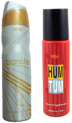 

Riya BLANCHE PERFUME BODY SPRAY 200 ML + HUM TUM PERFUME BODY SPRAY 150 ML Deodorant Spray - For Men & Women(200 ml, Pack of 2)