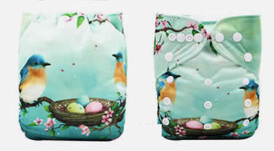 

Tiny Tots Tinytots Pocket Cloth Diaper - Birds print with microfiber insert - M