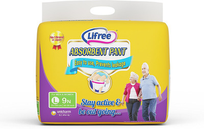 

Lifree Adult Pant Style Diaper - L (30-39 inch) 9 count Adult Diapers - L(9 Pieces)