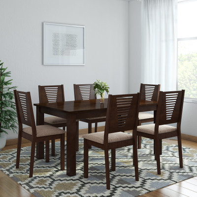 

Woodness Vivian Solid Wood 6 Seater Dining Set(Finish Color - Wenge)