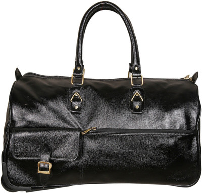 

HYATT Genuine Leather Duffel Strolley Bag Duffel Strolley Bag(Black)