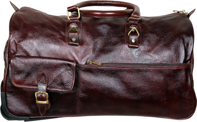 

HYATT Genuine Leather Duffel Strolley Bag Duffel Strolley Bag(Brown)