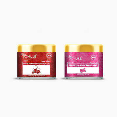 

Ionule Combo Pack Of Face & Skin Gel (Shine n Shimmer Strawberry Gel & Moroccan Rose Water Gel)(200 g)
