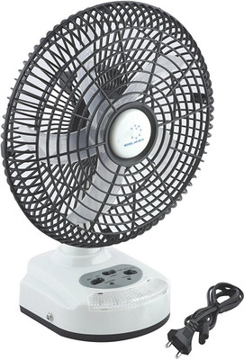 

AlexVyan White Ak-8010 10" 10 inch 5 Blade Rechargeable ( Battery Included) AC/DC Table Fan with LED Light Dual Speed Mode and Solar charging option 5 Blade Table Fan 5 Blade Table Fan(Black, White, Pack of 12)