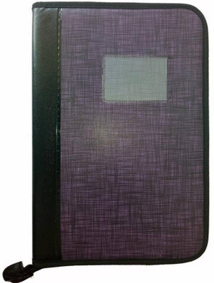 

OMG faux leather folder(Set Of 1, Black with Purple)