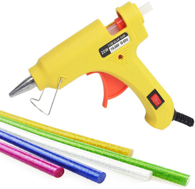 

OKASTA 20W I High Quality I With 5 Glitter Glue Sticks Hot Melt Glue Gun Kit OK151 For Art and Crafts , Diy , Kirigami , Paper , PCB , Plush Toys , Crafts , Wood , Box , Professional hi -tech Electronic Standard Temperature Corded Glue Gun(7 mm)