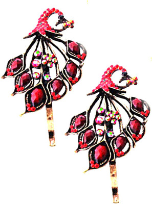 

The Cats Pajama Merlot Peacock Vintage Hairpin Set Hair Pin(Red)