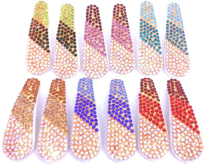 

khubsurat Tic Tac Clips for Kids & Girls, Stone Stud, Set of 6 Pairs (12 Pcs), Multi Color Tic Tac Clip(Multicolor)