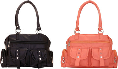 

Lady bar Shoulder Bag(Black, Orange)