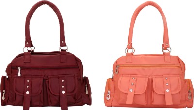 

Lady bar Shoulder Bag(Pink, Maroon), Maroon;pink