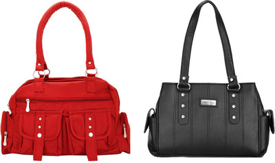 

Lady bar Shoulder Bag(Black, Red)