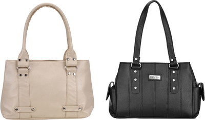 

Lady bar Shoulder Bag(Black, Beige), Beige;black
