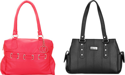 

Lady bar Shoulder Bag(Black, Pink)