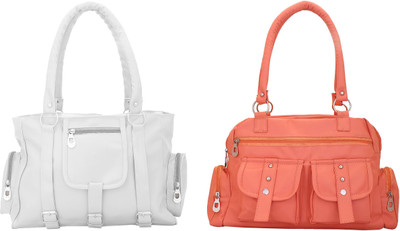 

Lady bar Shoulder Bag(Pink, White)