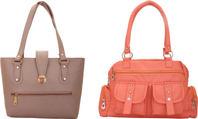 

Lady bar Shoulder Bag(Pink, Tan)
