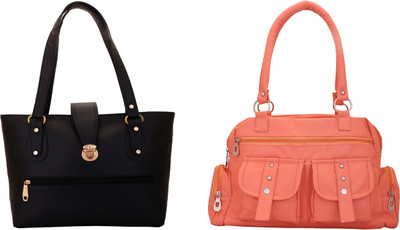 

Lady bar Shoulder Bag(Pink, Black), Black;pink