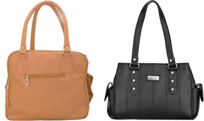 

Lady bar Shoulder Bag(Black, Tan)