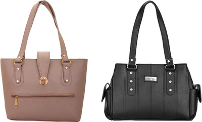 

Lady bar Shoulder Bag(Black, Tan)