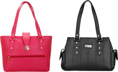 

Lady bar Shoulder Bag(Black, Pink)