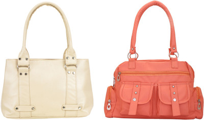 

Lady bar Shoulder Bag(Pink, Beige), Beige;pink
