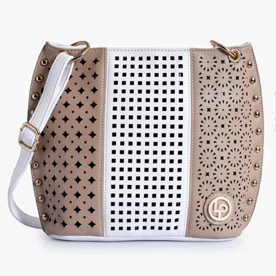 

Lino Perros Sling Bag(Beige, White)
