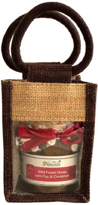 

Farm Naturelle Aesthetically designed Jute bag with Cinnamon infused Pure Raw Natural Forest Honey and Figs (Anjeer)-250 Gms-Health Gift item Pack (250 g)