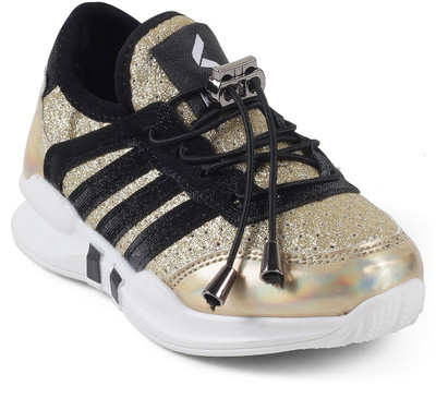 

KITTENS Girls Slip on Running Shoes(Gold