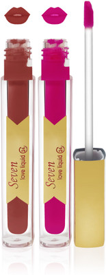 

Seven 7 seas cosmetics makeup 24 h long lasting love matte liquid lipstick kiss proff non transfer color(purple,d brown, 16 ml)