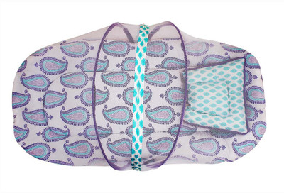

Bacati Cotton Infants Paisley Purple Lilac Aqua Mattress With Net Small Mosquito Net(Multicolor)