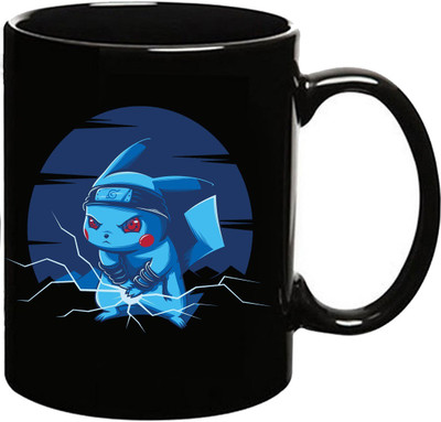 MUGKIN Angry Pikachu dark Ceramic Coffee Mug(350 ml)