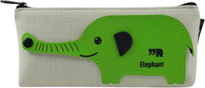 

Bag of Small Things Stylish Elephant Green Art Canvas Pencil Box(Set of 1, Green)