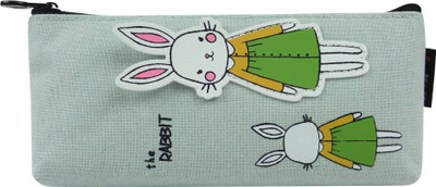 

Bag of Small Things Stylish Mommy daughter Rabbit Green Art Canvas Pencil Box(Set of 1, Grey)