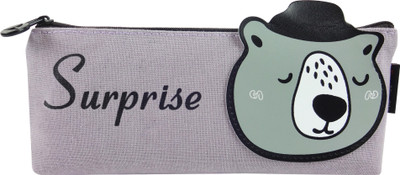 

Bag of Small Things Stylish Suprise Bear Grey Art Canvas Pencil Box(Set of 1, Grey)