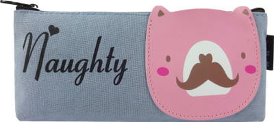 

Bag of Small Things Stylish Naughty Pig Pink Art Canvas Pencil Box(Set of 1, Light Blue)