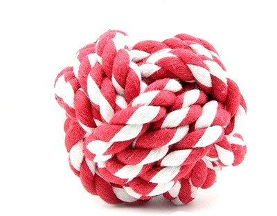 

SRI High Quality Puppy Cat Dog Cotton Rope Braided Ball Play Fetch Toy- Red White Cotton Ball For Dog & Cat