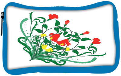

Snoogg Eco Friendly Canvas Floral Corner Frame Student Pen Pencil Case Coin Purse Pouch Cosmetic Makeup Bag (BLUE) Pouch(Multicolor)
